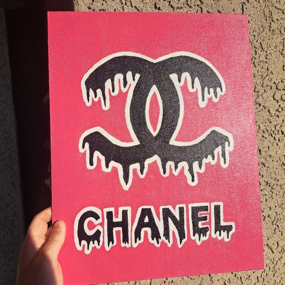 Wall Art Paint Canvas Handmade Wall Decor pink drip - Picture 3 of 5